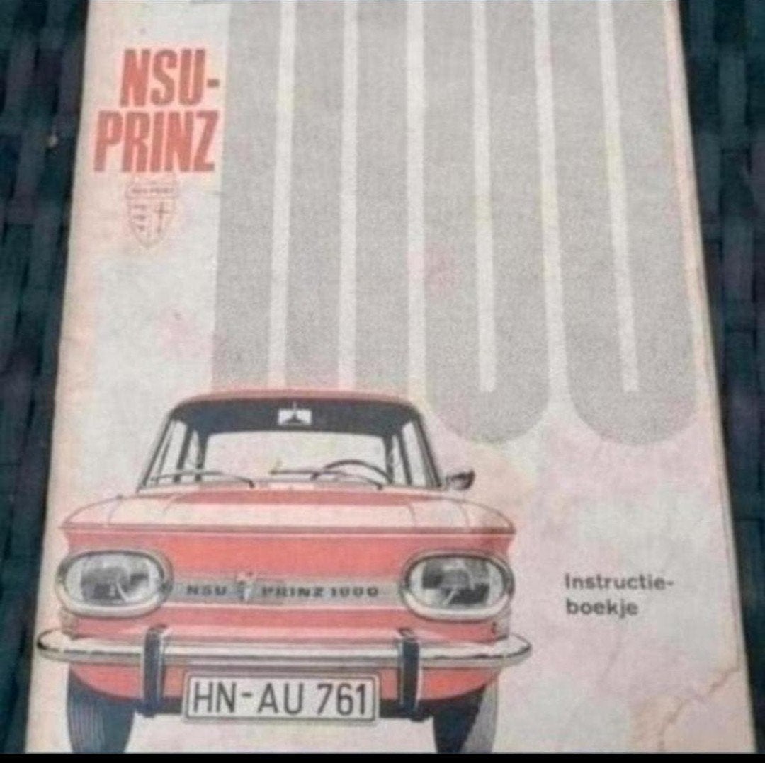 NSU PRINZ 1000 handleiding Nederlandstalig, Ophalen of Verzenden