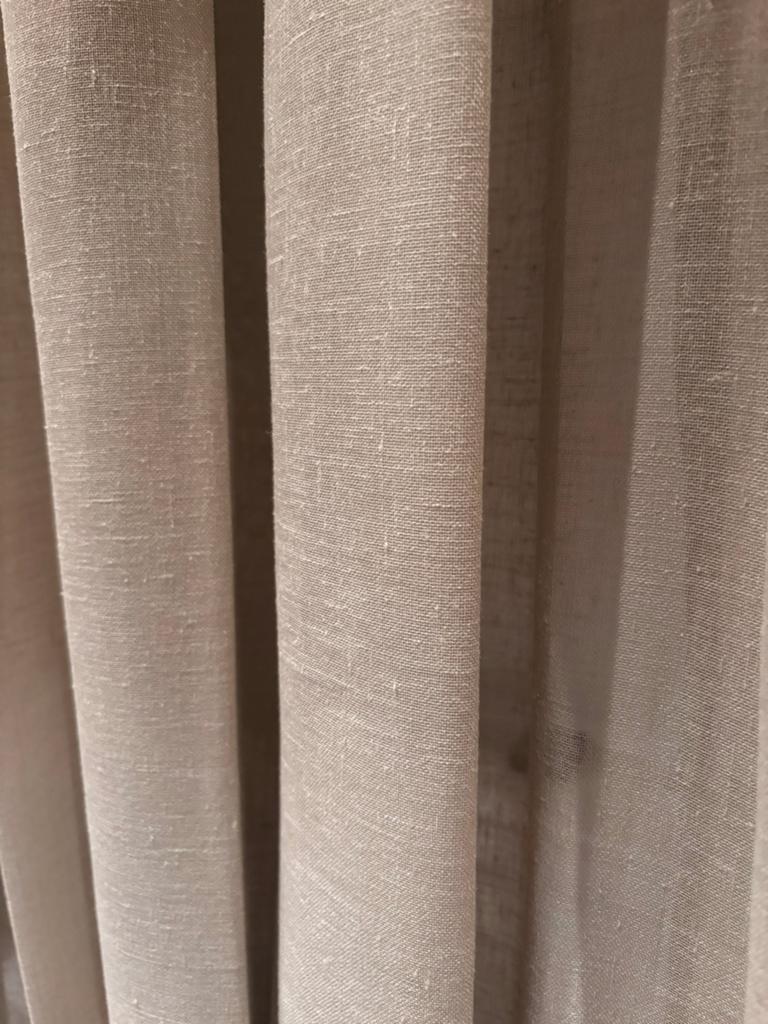 8137 Nieuw licht beige gordijn linnen structuur 300x263 cm, Ophalen of Verzenden, Nieuw, Beige