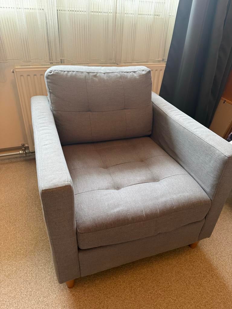 Landskrona fauteuil - Grijs, in goede staat, Ophalen, Gebruikt, Minder dan 75 cm, Stof