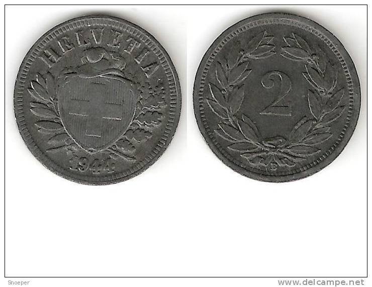 switzerland 2 rappen 1944 km 4.2b xf+, Verzenden, Overige landen, Losse munt
