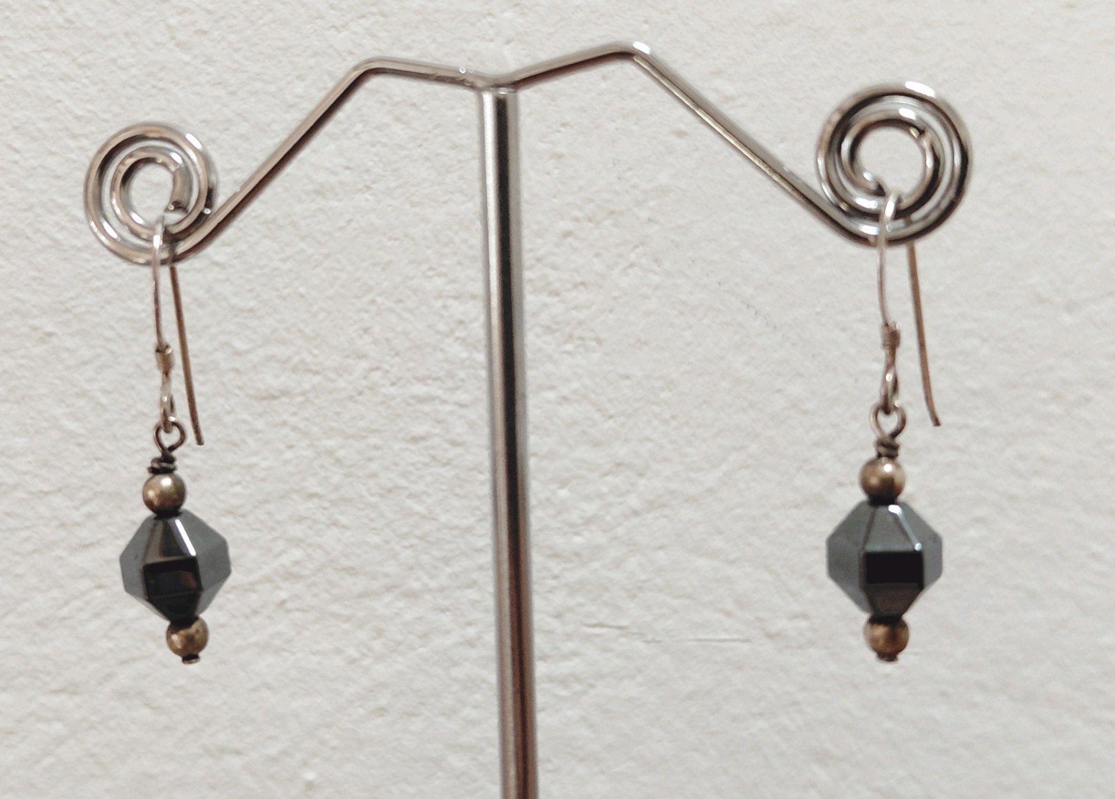 Zilveren Oorbellen met Hematiet., Sieraden, Tassen en Uiterlijk, Oorbellen, Hangers, Ophalen of Verzenden, Zo goed als nieuw, Zilver