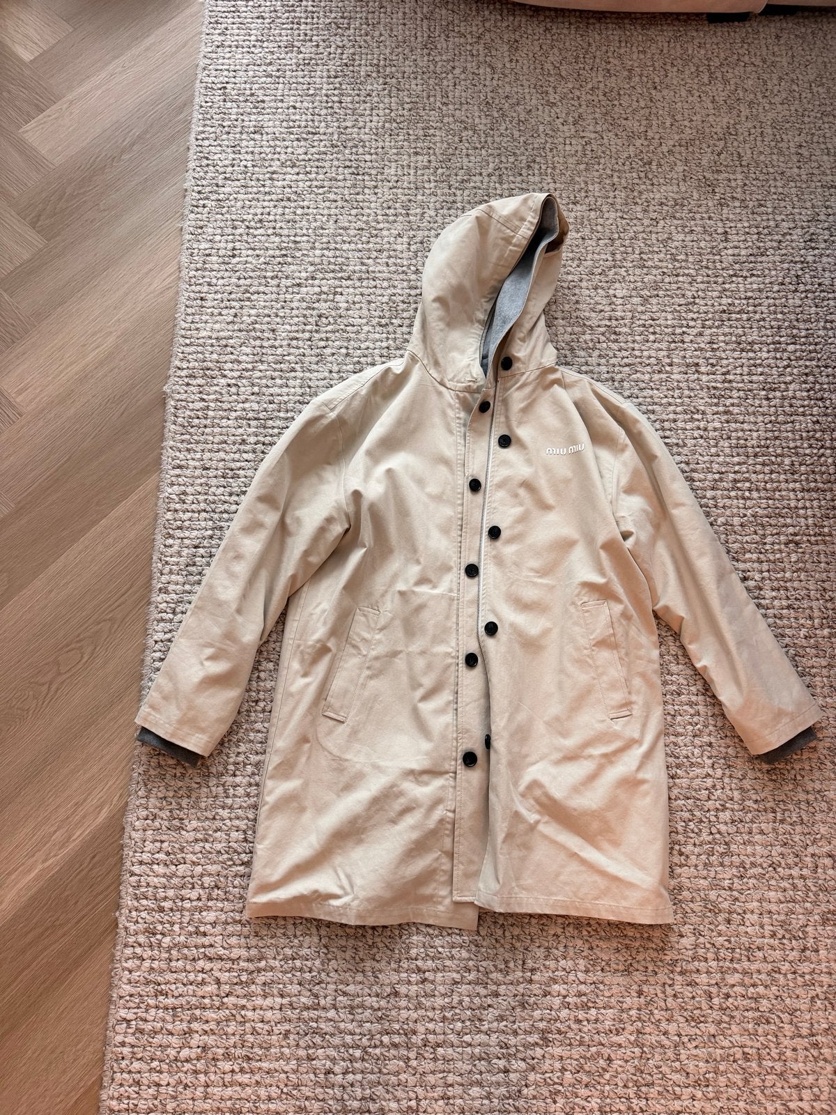 Miu Miu Panama katoenen en fleece caban jas maat 38, Ophalen of Verzenden, Zo goed als nieuw, Maat 38/40 (M), Beige