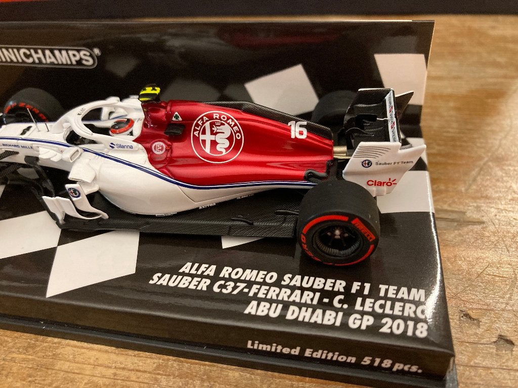 ✅ Charles Leclerc 1:43 Abu Dhabi GP 2018 Alfa Romeo Sauber, Ophalen of Verzenden, Nieuw, Formule 1