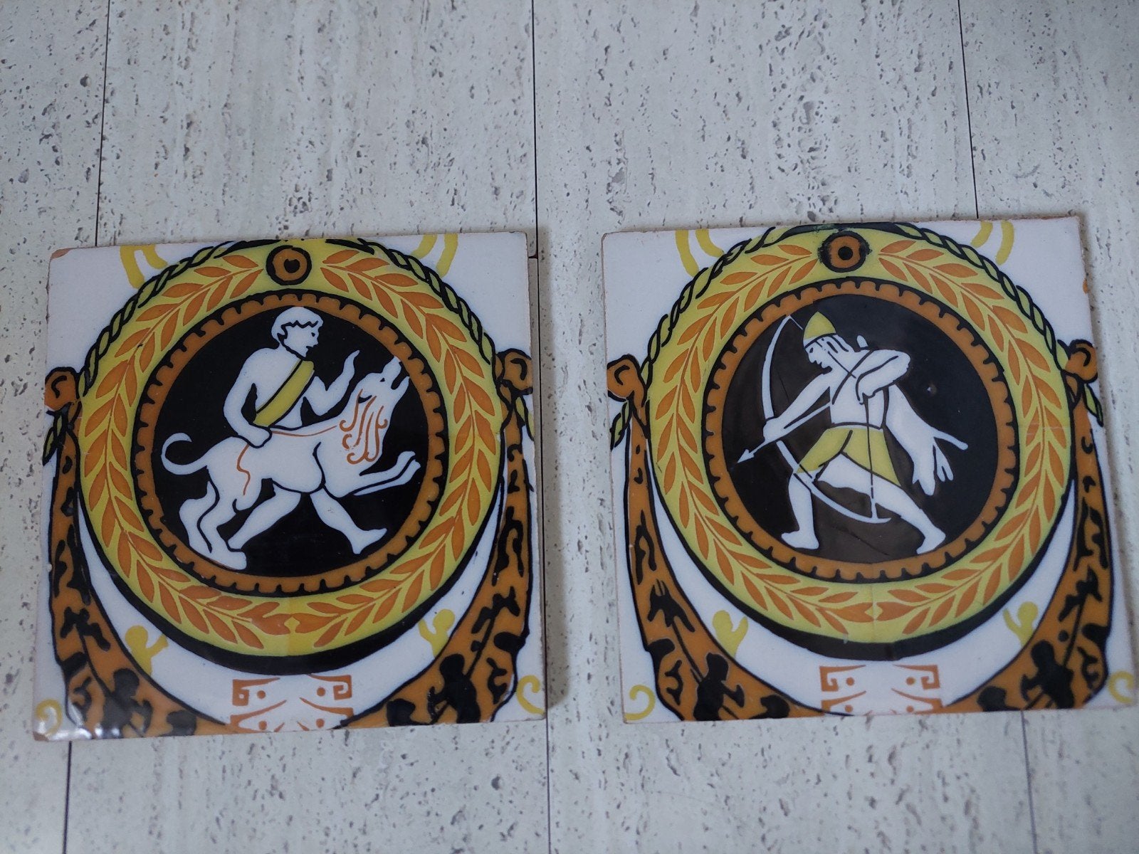 Mooie oude geglazuurde tegels Art Deco sterrenbeeld, Antiek en Kunst, Ophalen of Verzenden