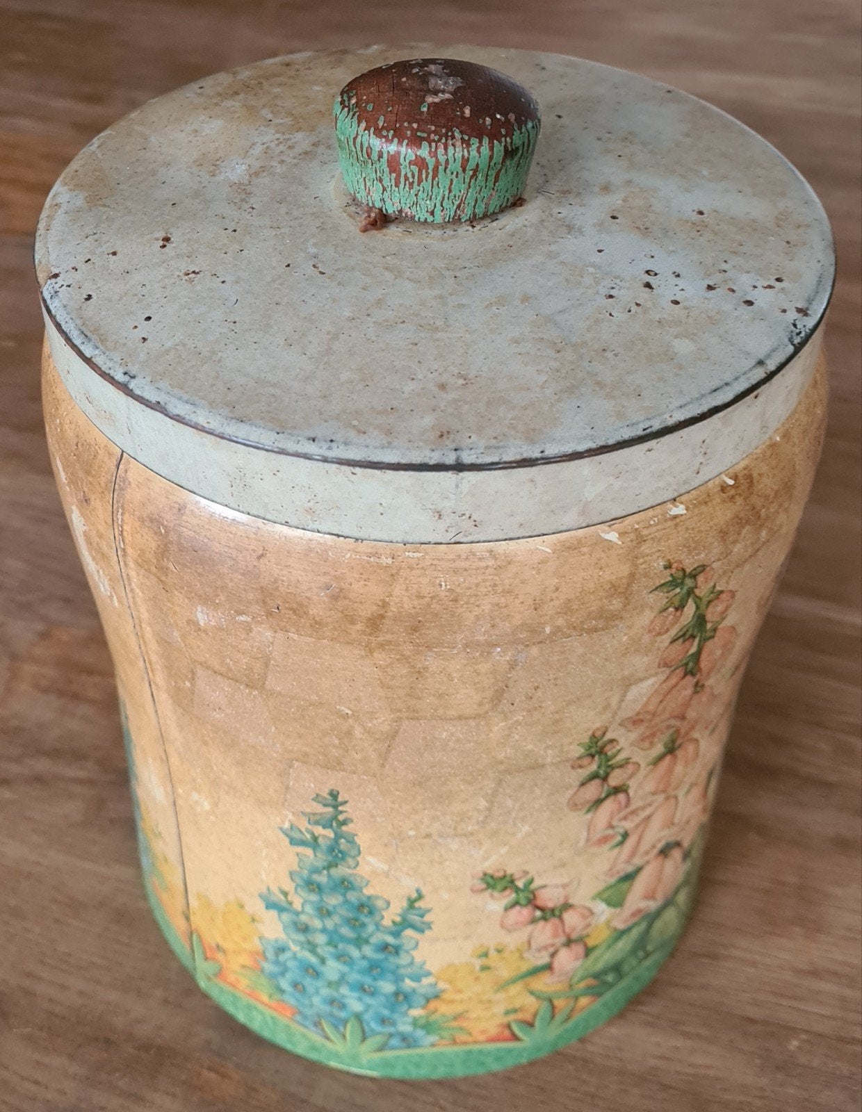 vintage Engels koekblik met bloemmotief, Ophalen of Verzenden, Gebruikt, Koek(jes)