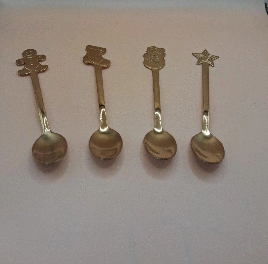 Leuke kerst theelepels - set van 4, Theelepel, Los bestek, Ophalen of Verzenden, Zo goed als nieuw