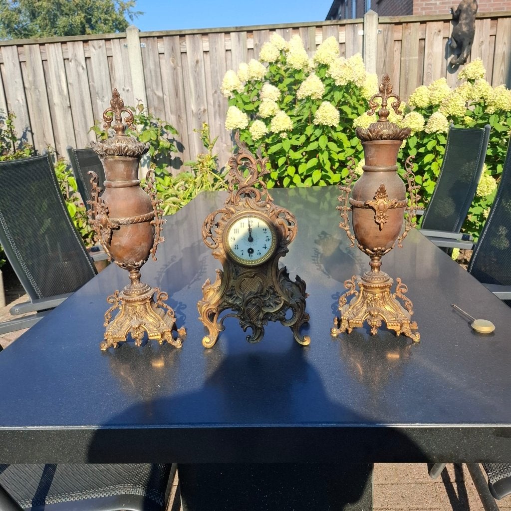 Te koop Franse pendule  met bijpassende siervazen, Antiek en Kunst, Ophalen