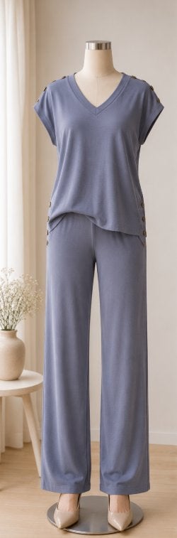DreiMaster Luxe Grijsblauwe Loungeset – Maat 42 – NIEUW, Dreimaster, Overige kleuren, Maat 42/44 (L), Nieuw