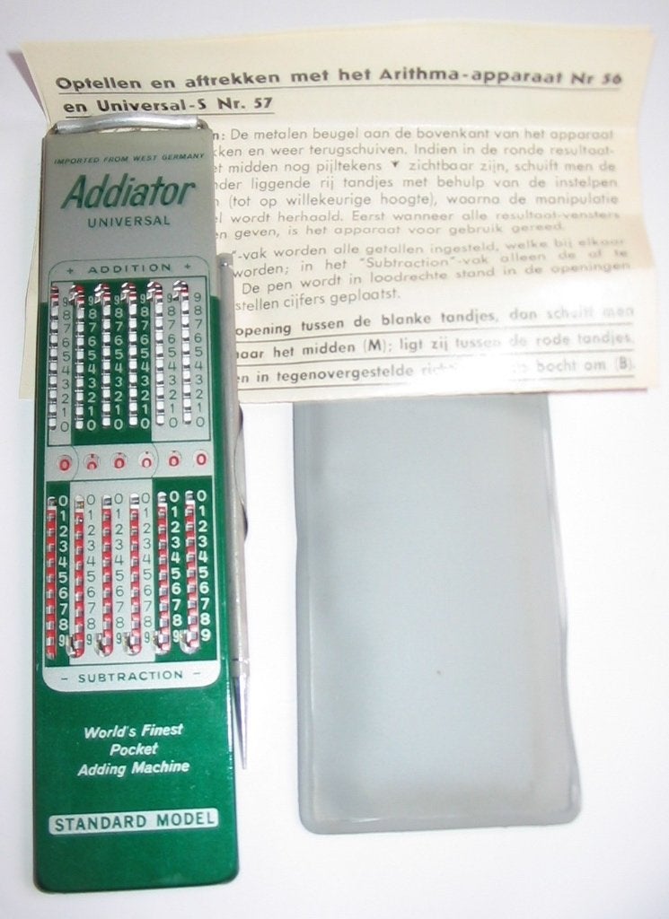 Addiator in metalen uitvoering rekenmachine, Ophalen of Verzenden