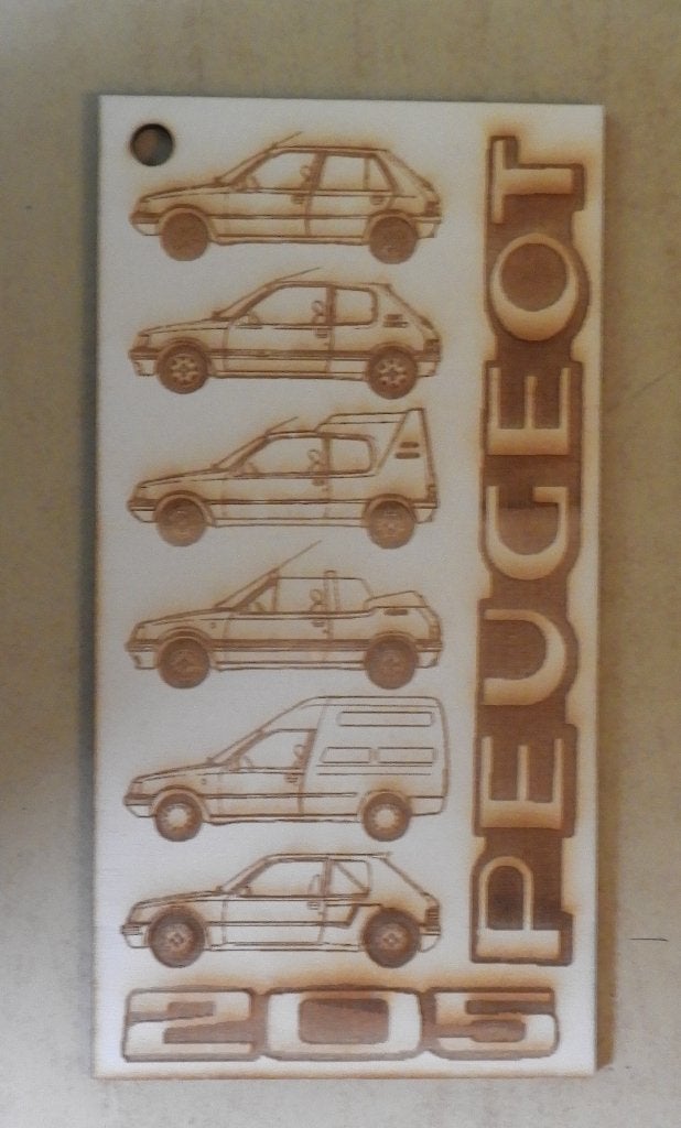 Wandversiering  in MDF van Peugeot 205, Huis en Inrichting, Industrieel, Decoratieobject, Ophalen of Verzenden, Zo goed als nieuw