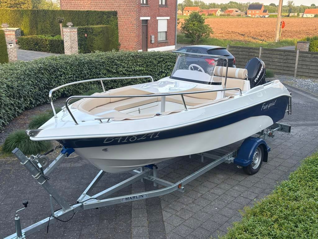 Boot Searider 475 Fun met Evinrude E-TEC vaarklaar, Watersport en Boten, Ophalen, Overige merken, Zo goed als nieuw, 30 tot 50 pk