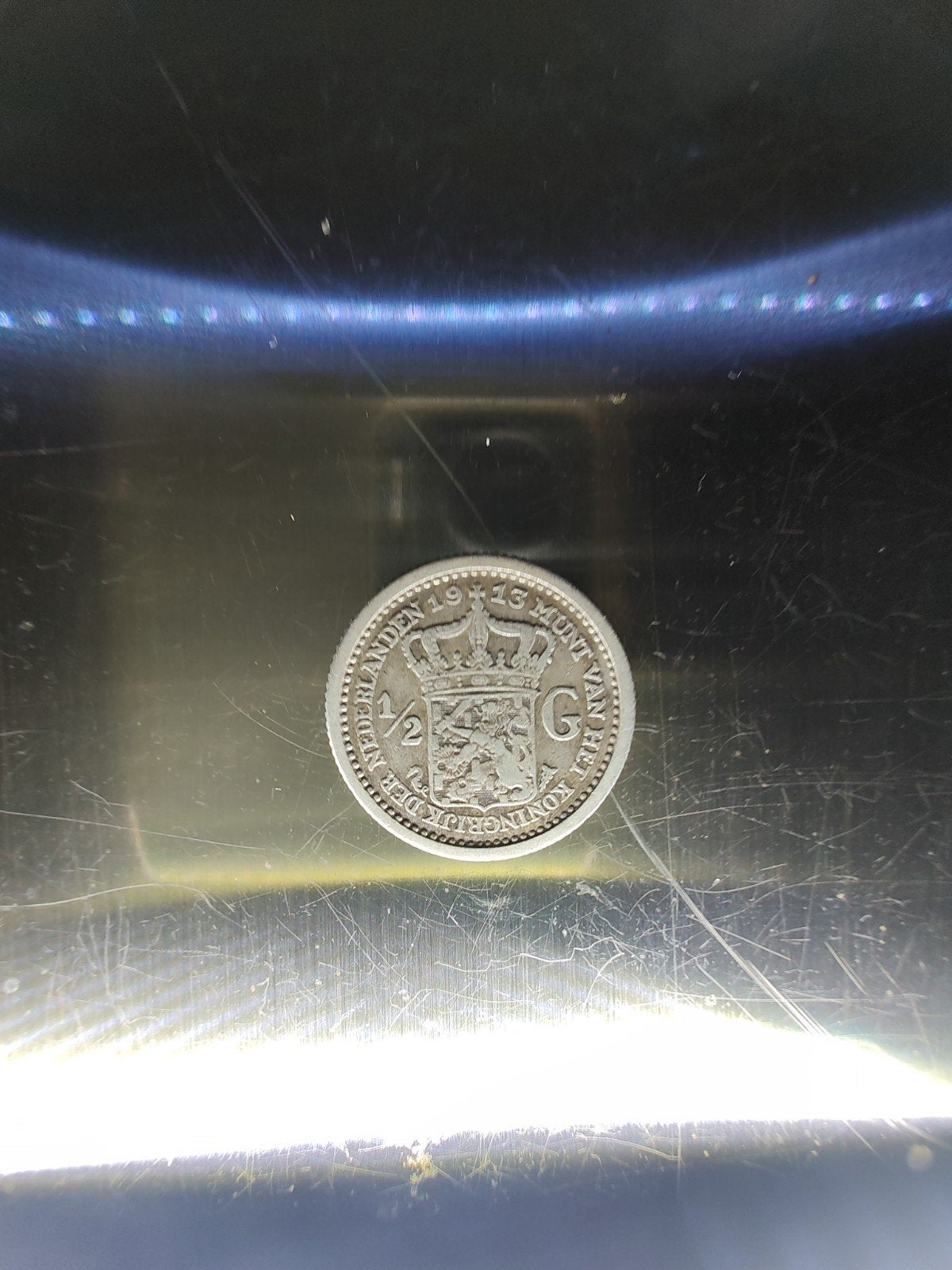 Nederlandse halve gulden 1913 Koningin Wilhelmina "Misslag", Postzegels en Munten, ½ gulden, Zilver, Ophalen of Verzenden, Koningin Wilhelmina