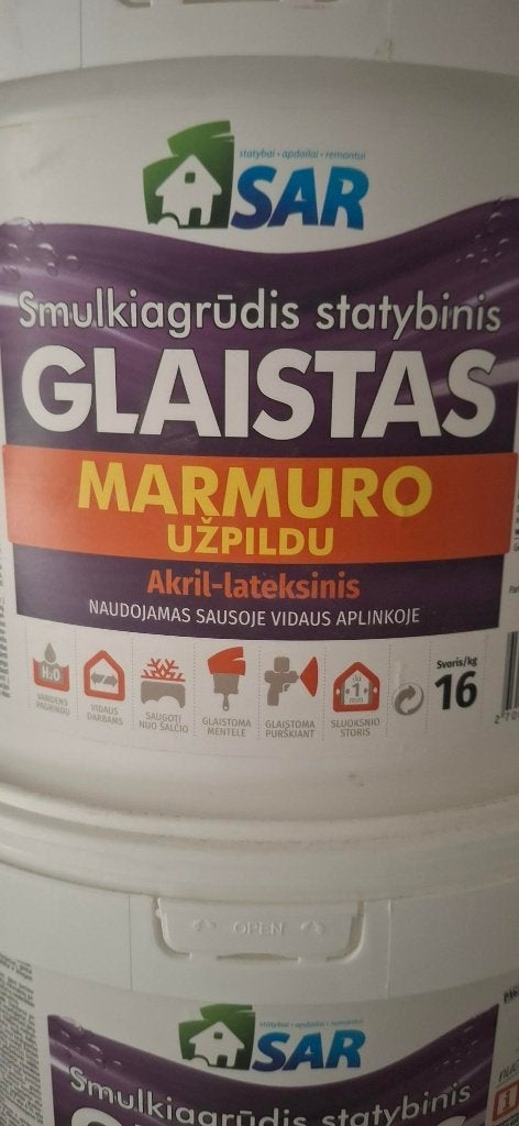 SAR Universele marmer Acryl-Latex Plamuur 16kg, Ophalen, Wit, Nieuw, Verf