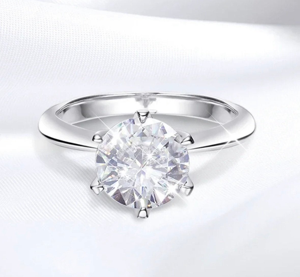 Prachtige Moissanite ringen Solitaire S925 zilver, Sieraden, Tassen en Uiterlijk, Ophalen of Verzenden, Nieuw, Zilver, Dame