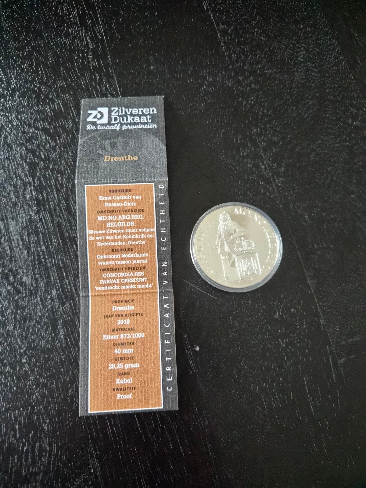 Zilveren Dukaat proof Drenthe 2018, Ophalen, 1 gulden, Koningin Beatrix, Zilver