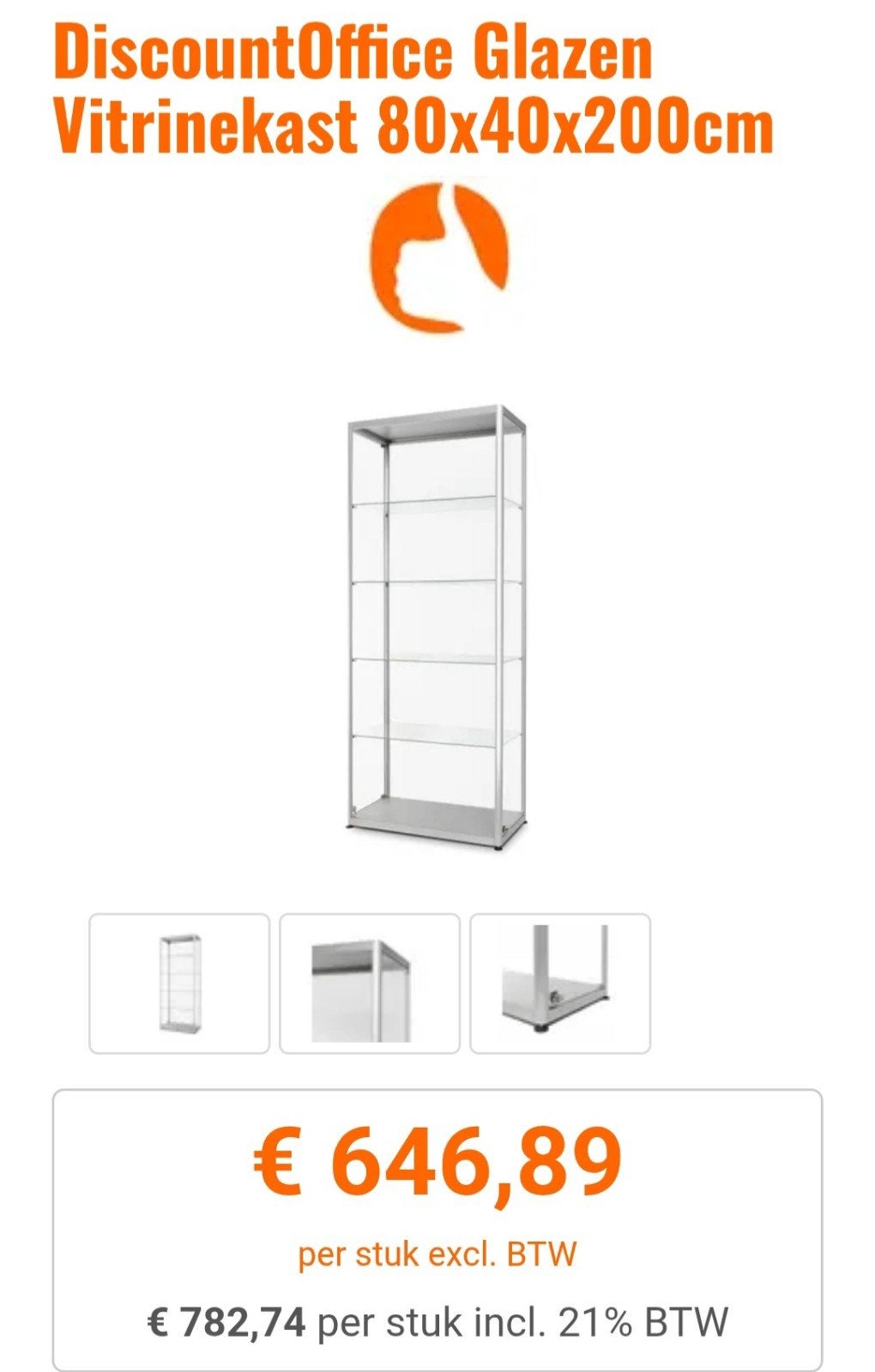 Industriële vitrinekast - lichte opknapper, Ophalen, Nieuw, 50 tot 100 cm, Glas