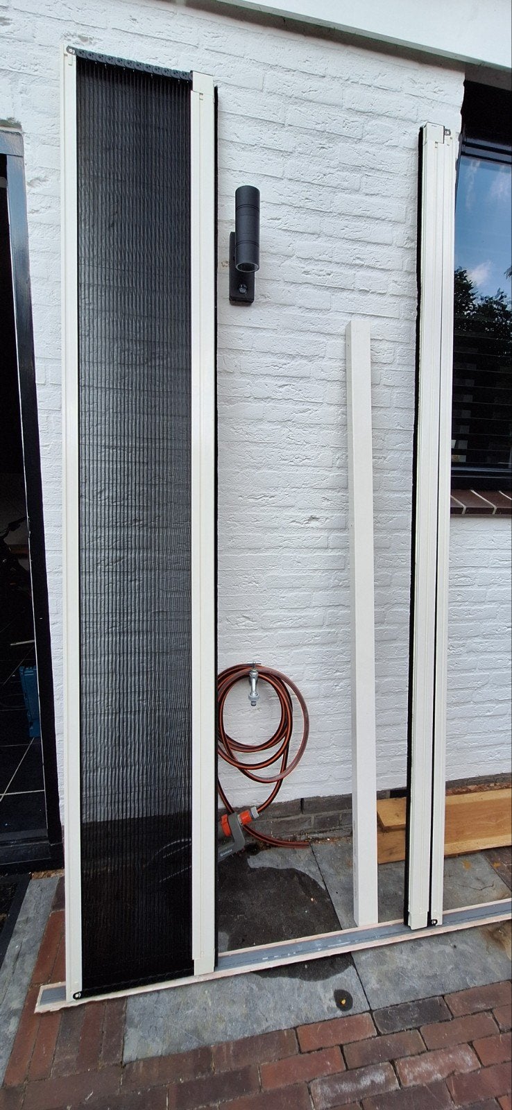 Plissé dubbele hordeur RAL 9001 - 192x233 cm, zeer netjes, Ophalen, Kunststof, Hordeur, Zo goed als nieuw