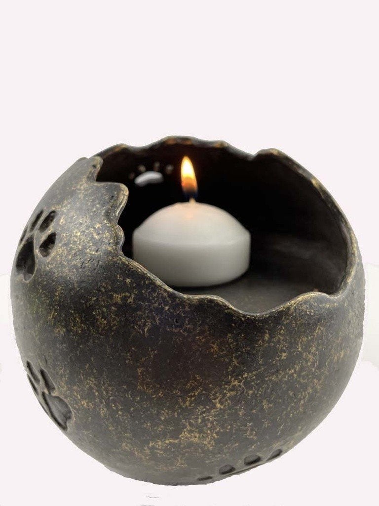 URN MET AFDRUK VAN EEN KATTENPOOT, WAXINEHOUDER / ASURN, Huis en tuin decoratie Marie, Nieuw, Info@huisentuindecoratiemarie.nl