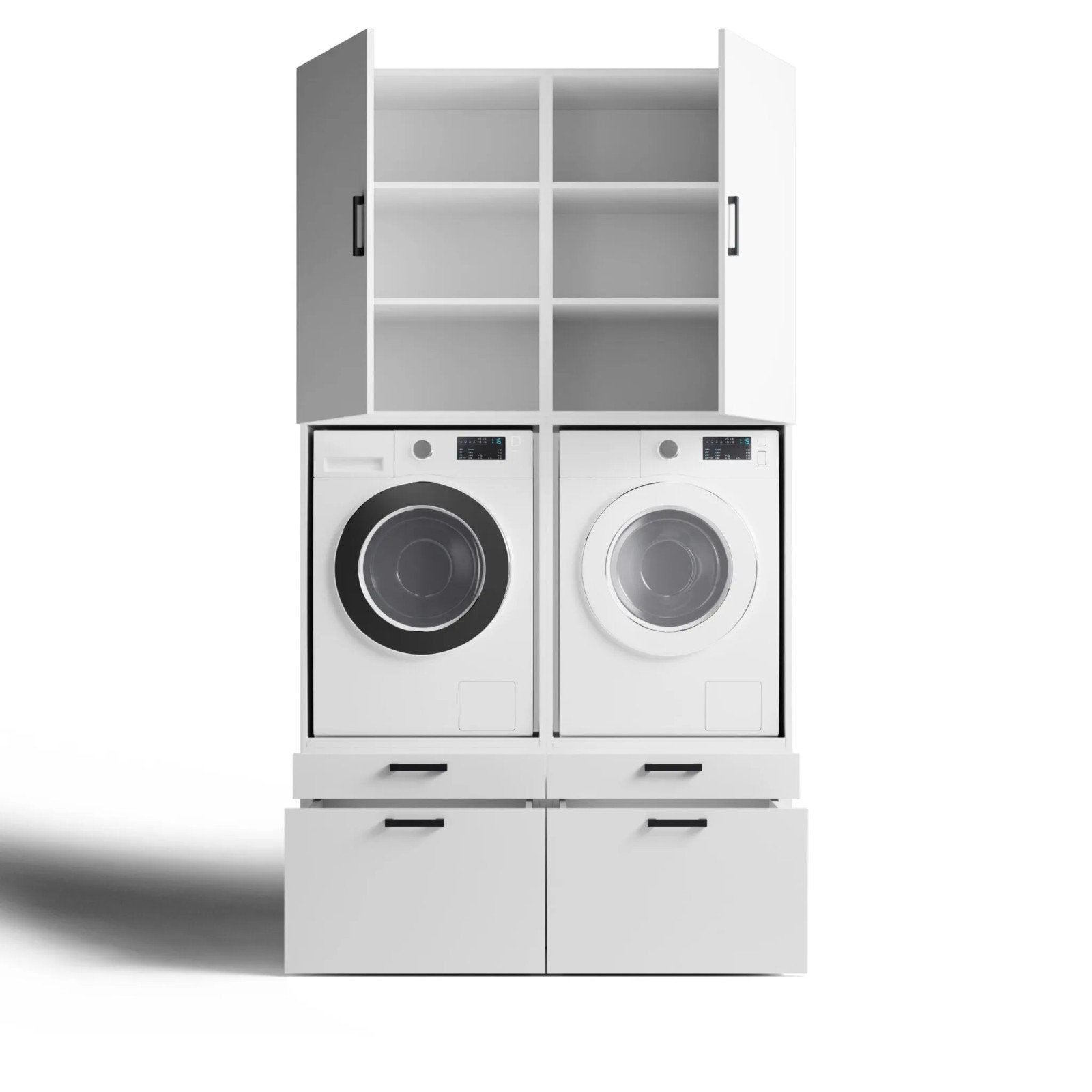Waskast voor 2 machines en opbergruimte - Mat Wit, Ophalen, Nieuw, 95 cm of meer