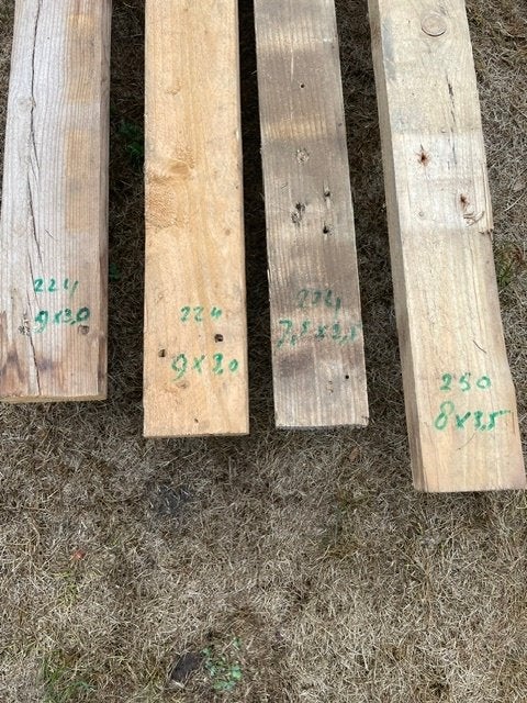 4 Vuren balken/hergebruik spijkervrij, Doe-het-zelf en Verbouw, Hout en Planken, Gebruikt, Ophalen of Verzenden, 200 tot 250 cm