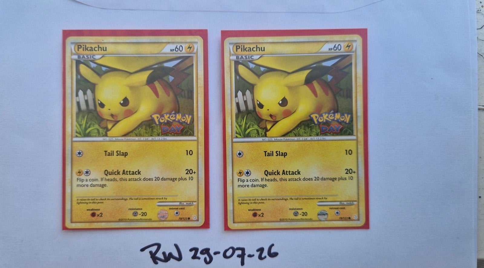 175€ voor Beide - 2x Pikachu Pokémon Day 2008 Promo Kaart, Ophalen of Verzenden, Zo goed als nieuw, Losse kaart