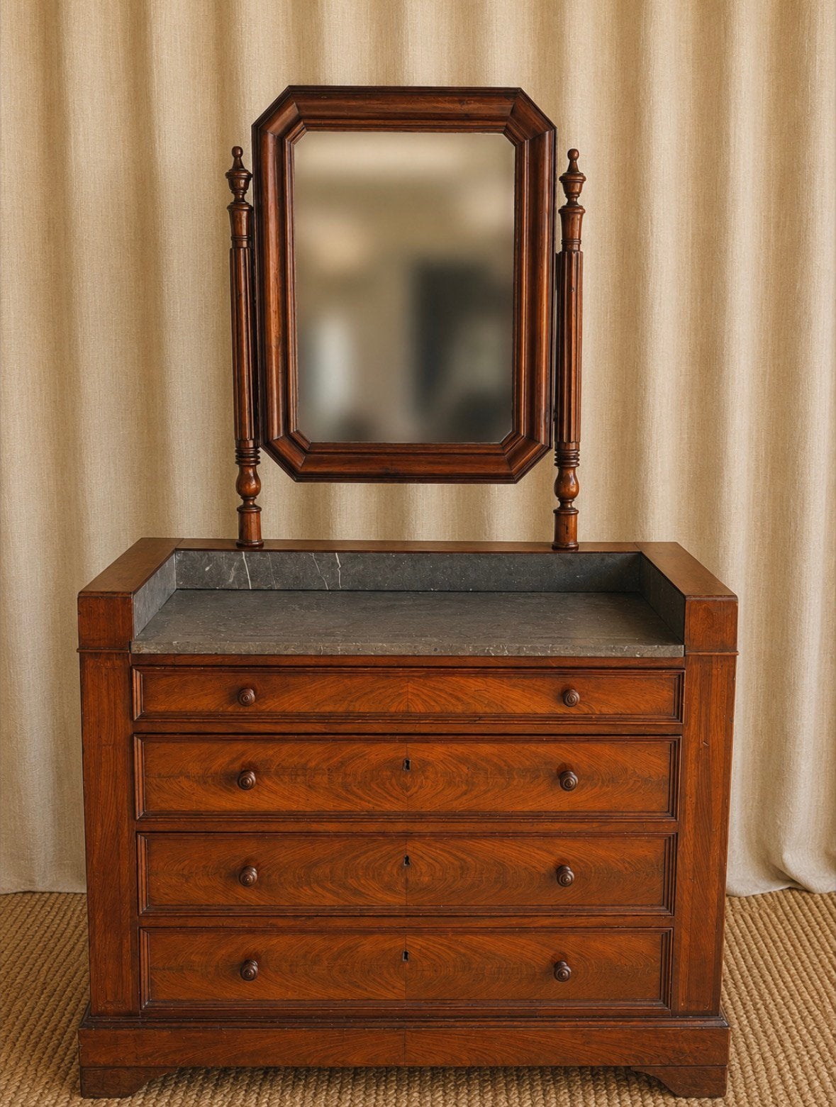 Antieke commode / halkast / kaptafel marmer blad, Ophalen, Gebruikt, 25 tot 50 cm, 50 tot 100 cm