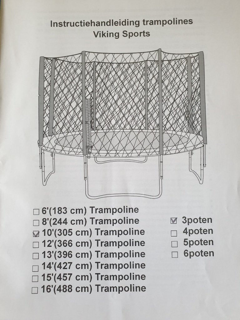 trampoline Viking Sports  305 cm met vangnet en laddertje, Ophalen, Gebruikt