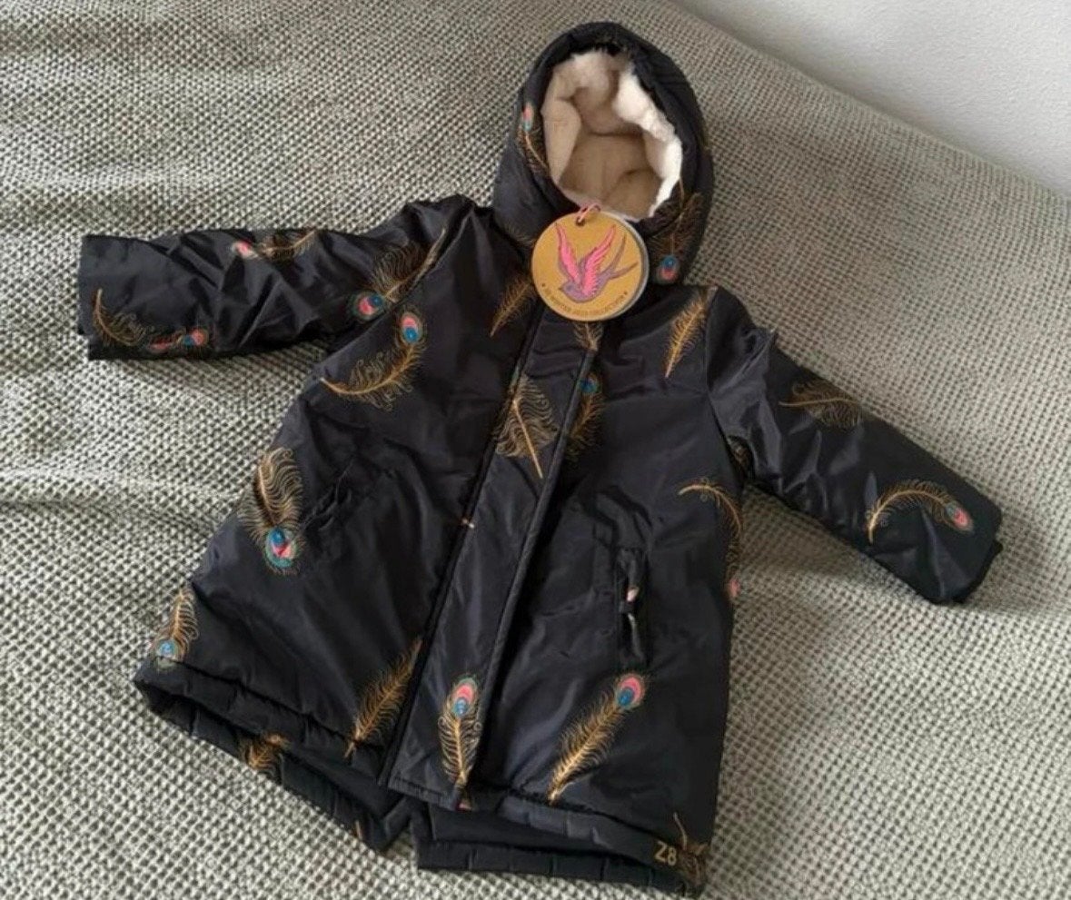 Nieuw Z8 meisjes winterjas met pauwenveren - Maat 80, Verzenden, Nieuw, Meisje, Jasje
