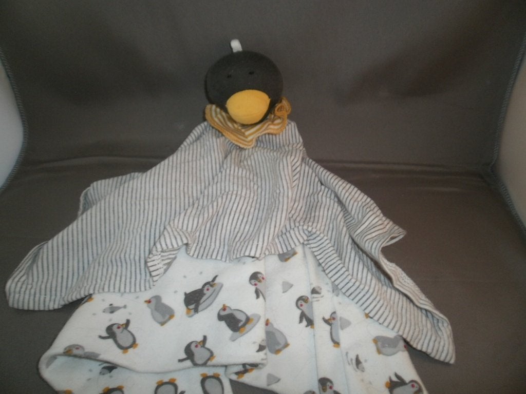 people organic pinguïn knuffel doek gestreept met pinguïns, Pinguïn, Overige merken, Overige karakters, Nieuw