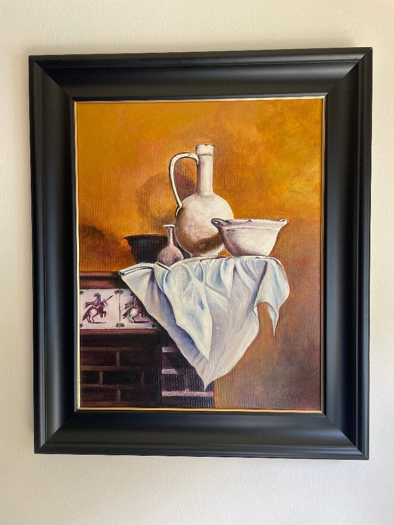 Vintage/klassiek schilderij, stilleven gesigneerd op doek, Antiek en Kunst, Kunst | Schilderijen | Klassiek, Ophalen
