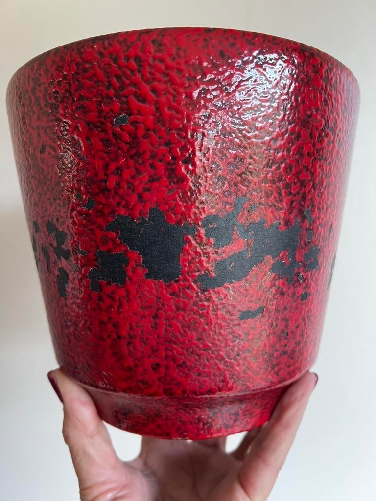 Vintage Grote Dümler & Breiden Germany Bloempot Rood op Voet, Antiek en Kunst, Ophalen of Verzenden