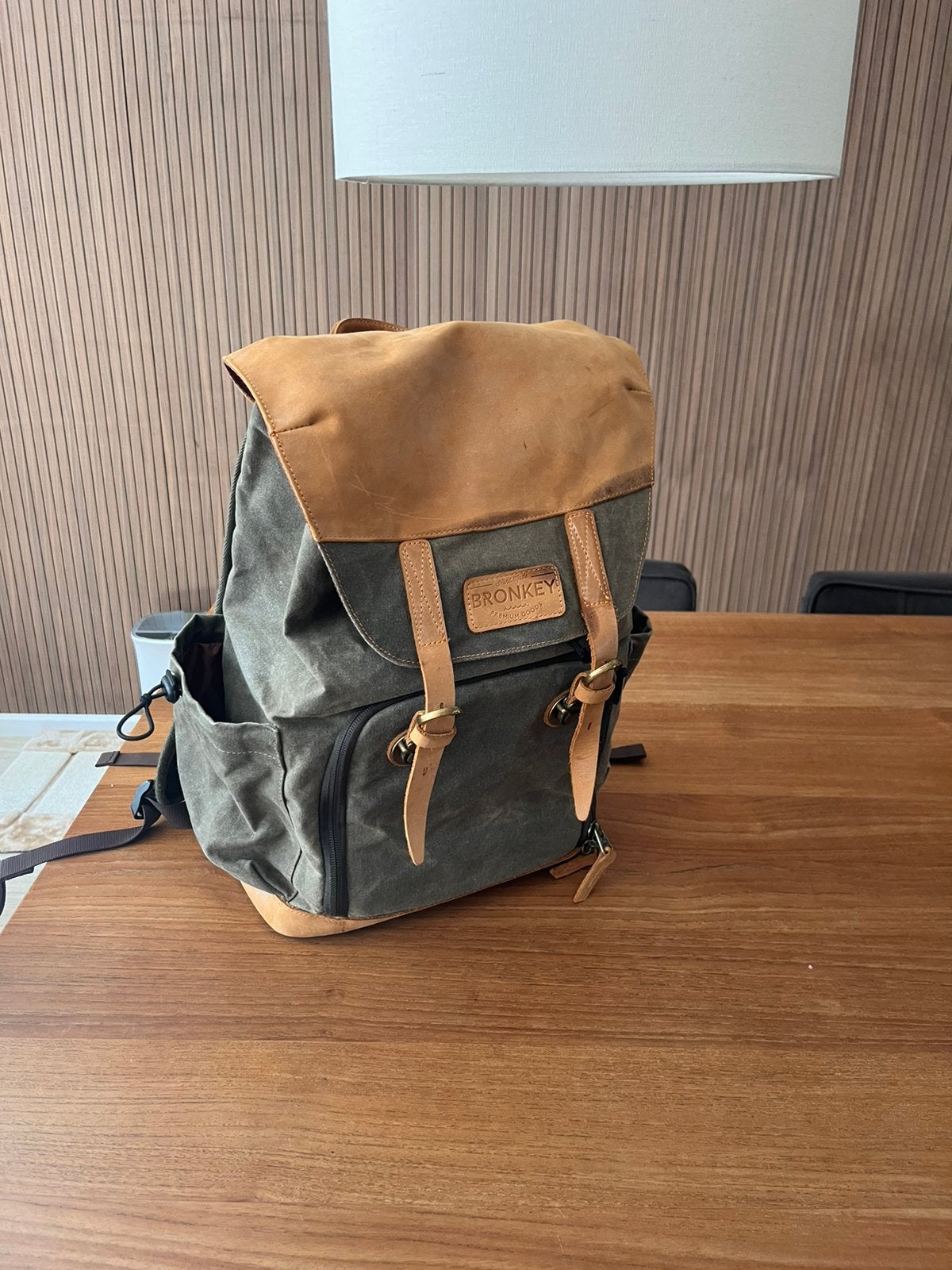 Unieke Bronkey premium Q stijlvolle cameratas leer en canvas, Ophalen of Verzenden, Zo goed als nieuw, Rugtas, Overige merken
