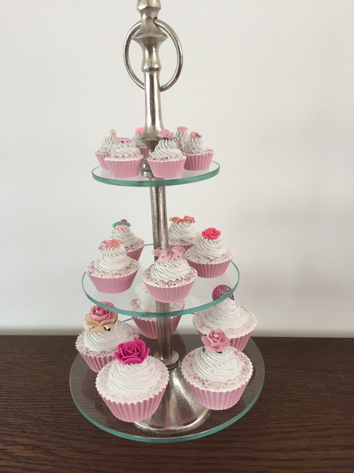Roze brocante nep sier cupcakes, Ophalen, Zo goed als nieuw