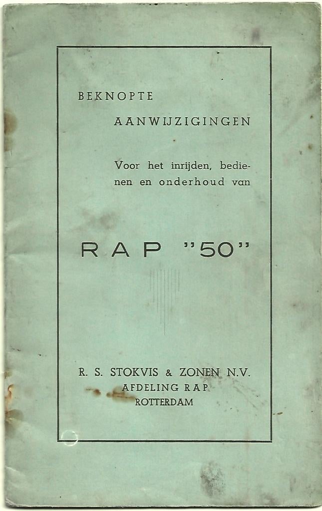 RAP 50 aanwijzingen instructieboek Stokvis (5208z), Fietsen en Brommers, Ophalen of Verzenden, Zo goed als nieuw