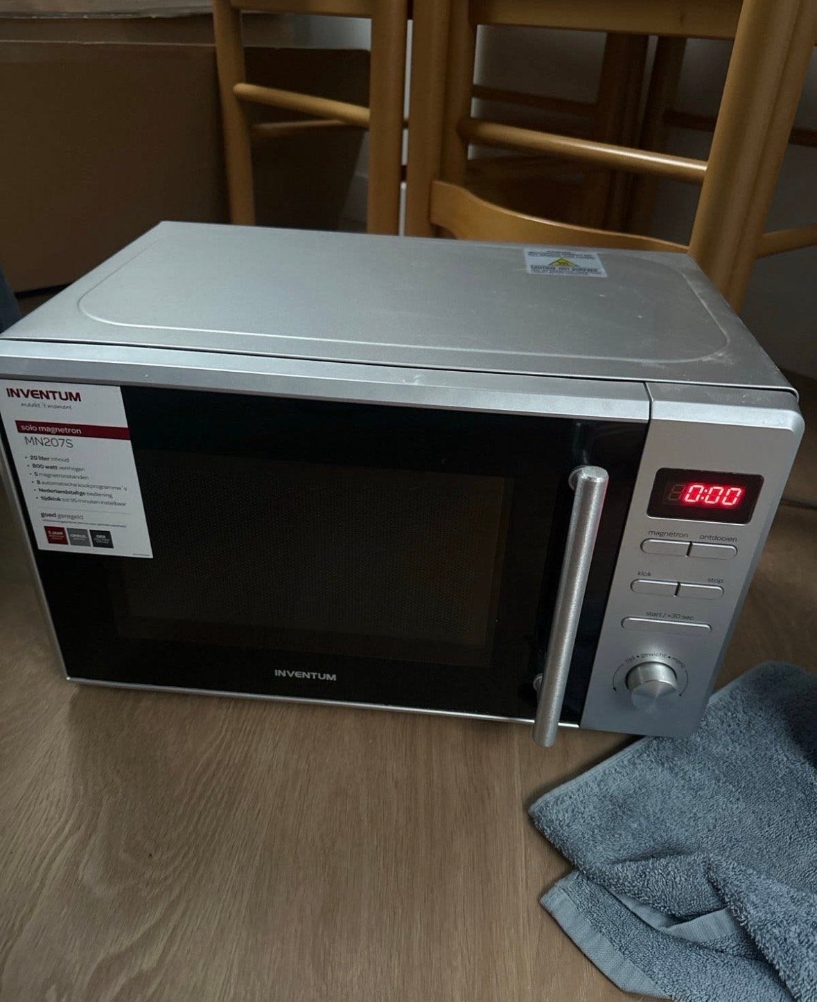 Inventum MN207S Solo Magnetron - Zilver, Witgoed en Apparatuur, Ophalen, Minder dan 45 cm, Draaiplateau, Vrijstaand
