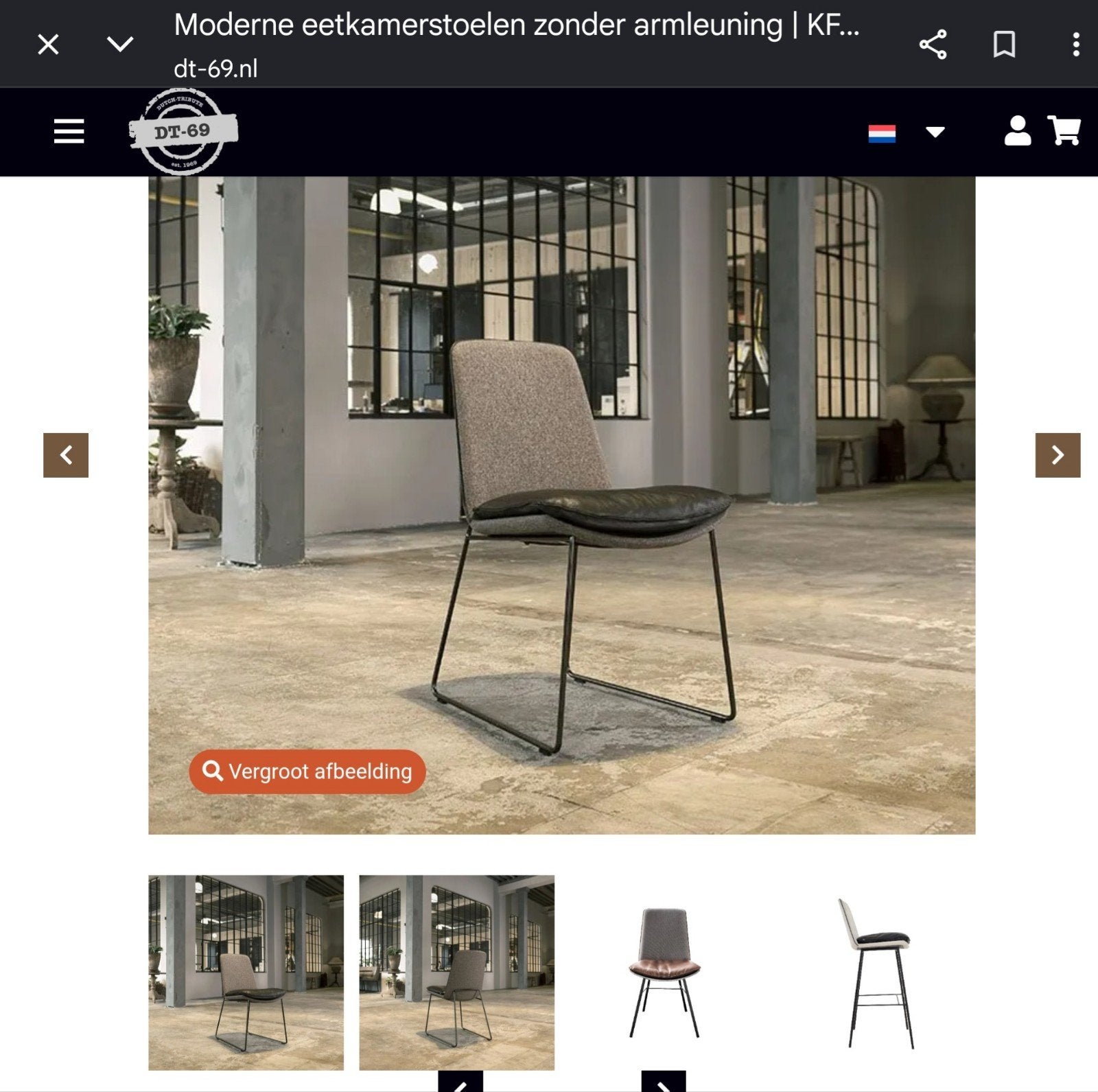 exclusieve  eetkamerstoelen, Ophalen, Gebruikt, Grijs, Vier
