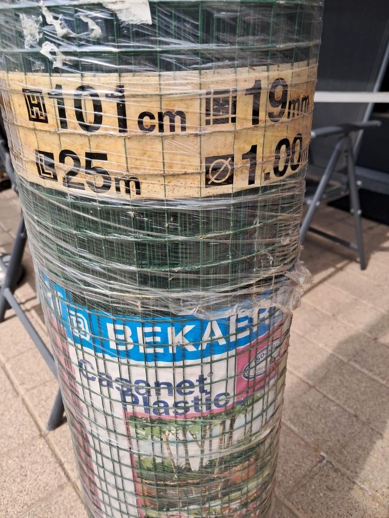 Volièregaas groen geplastificeerd – 19x19x1,1 mm ECO -25x1mt, Ophalen, Nieuw, 20 meter of meer, Gaas