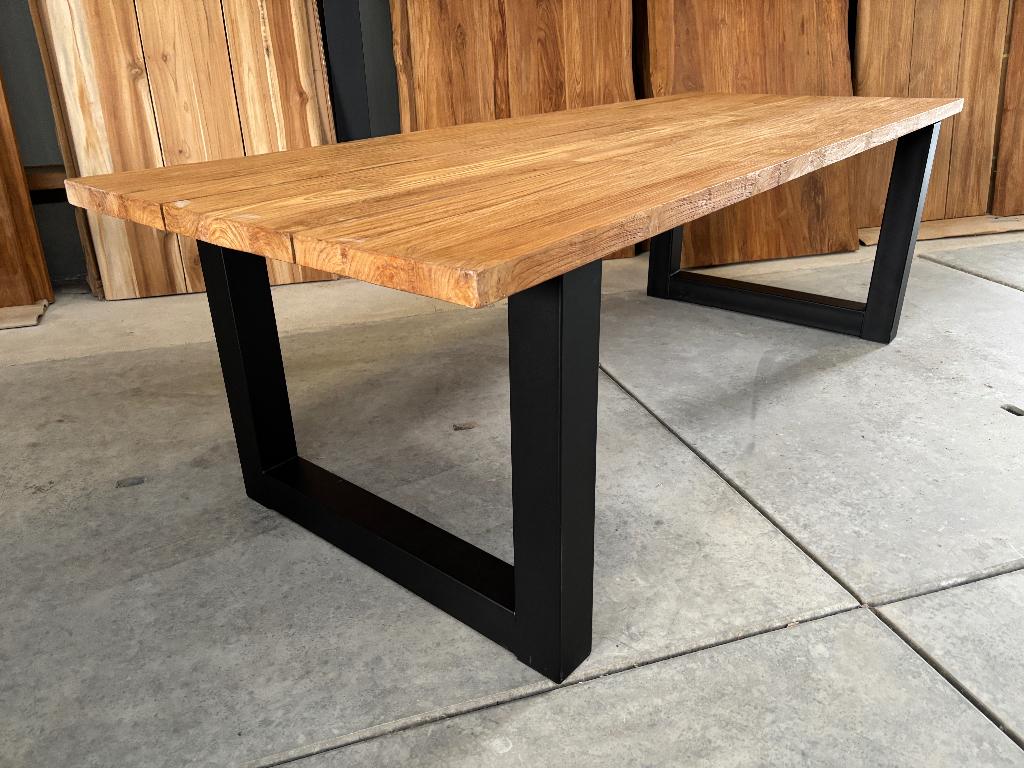Tuintafel Oud teak | industrieel Matrix of U-poot 260cm, Ophalen, Nieuw, Rechthoekig, Teakhout