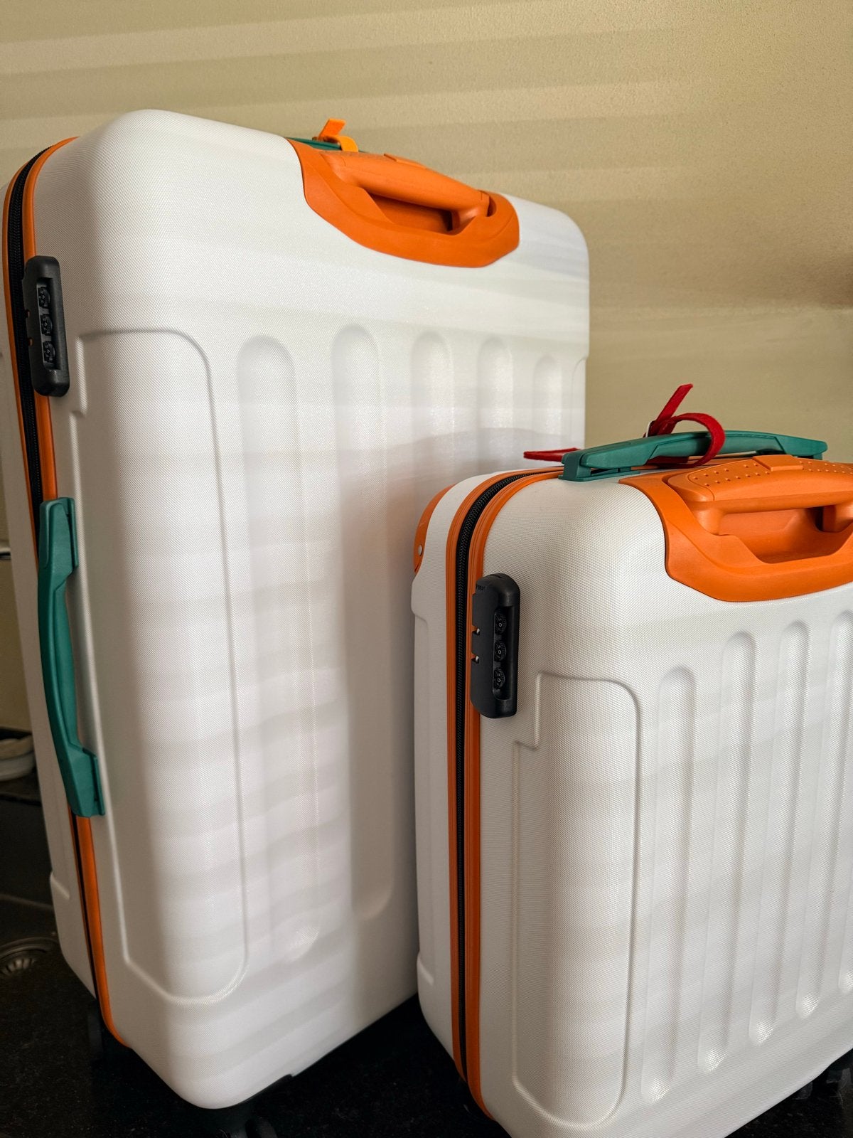 Nieuwe Postcode Loterij Koffers - Wit/Oranje/Groen, Ophalen, 40 tot 60 cm, 20 tot 30 cm, Wit