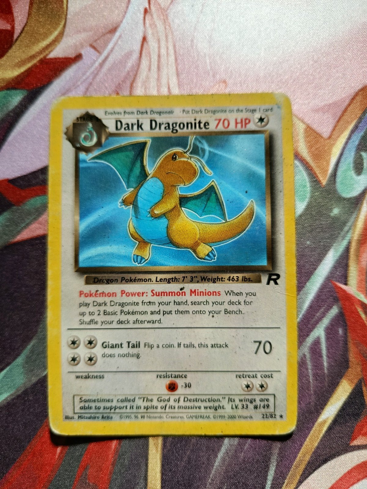 Dark Dragonite Pokémon Kaart - Light Played Conditie, Ophalen of Verzenden, Gebruikt, Losse kaart