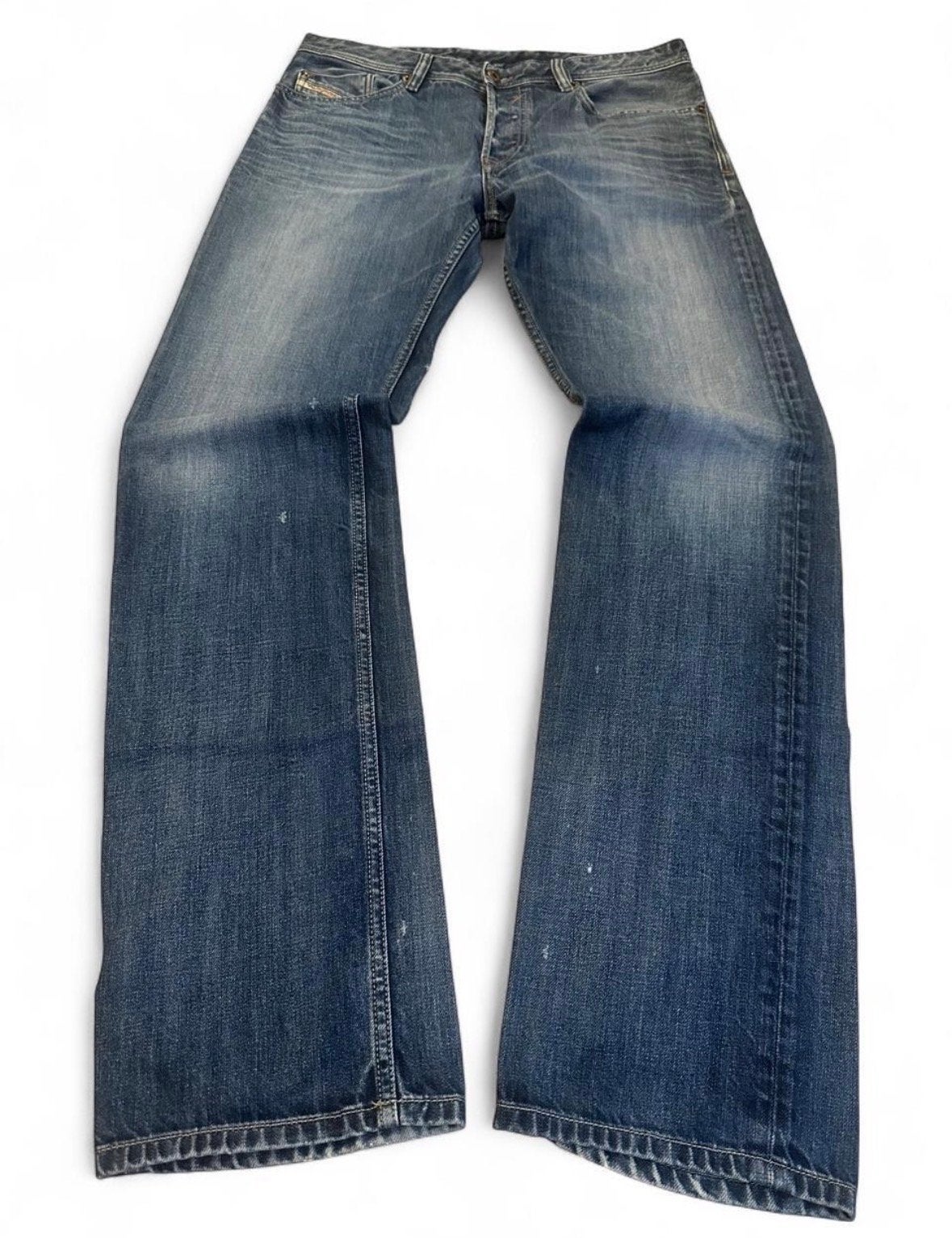 Diesel Waykee Jeans 32x34 - Straight Leg Distressed, Ophalen of Verzenden, Gedragen, Blauw, W32 (confectie 46) of kleiner