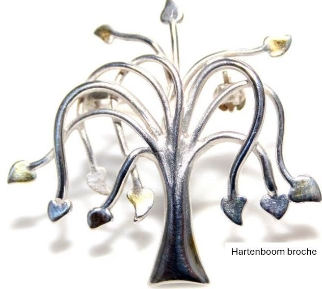 Schitterende Sterling Zilver Hartenboom Broche, Minder dan 4 cm, Ophalen of Verzenden, Zo goed als nieuw, Zilver