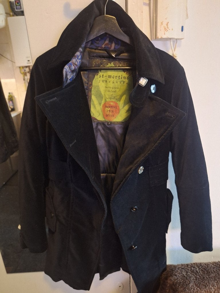 Zwarte suede lang damesjas, St-Martins Fairytales,maat S, Ophalen of Verzenden, Zo goed als nieuw, Maat 36 (S), Zwart