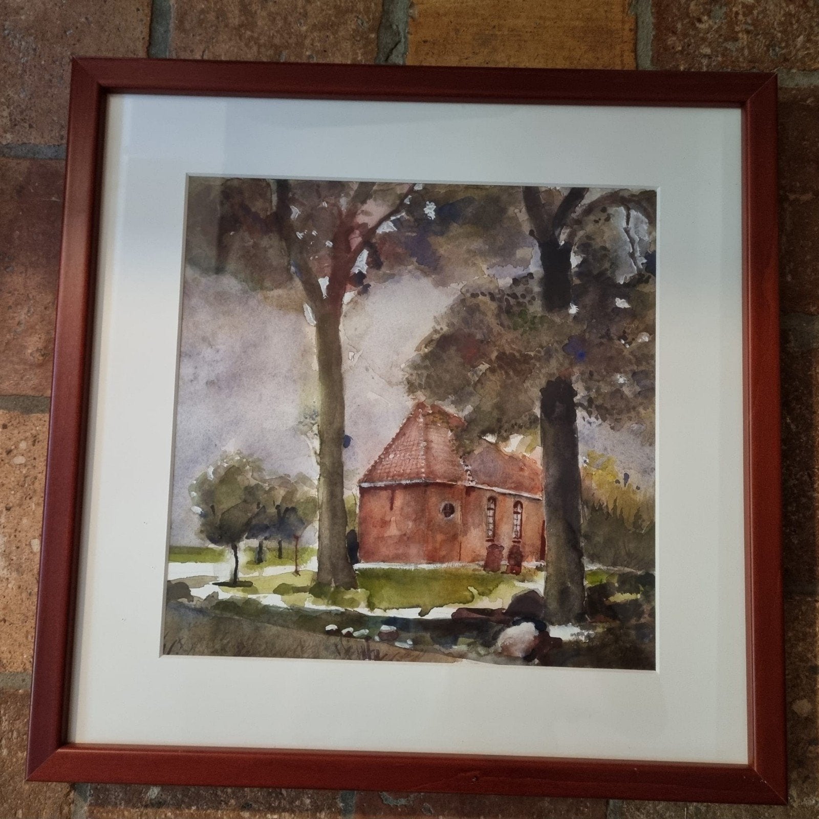 Schilderij Louis de Wied - Houtingehage, Aquarel, Handgeschilderd, Papier/karton, Landschap