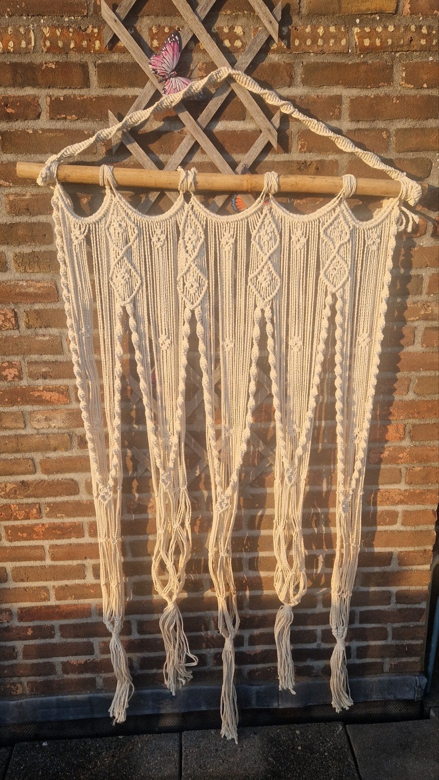 Macramé plantenhanger - Handgemaakt en stijlvol, Beige, Boho, Nieuw, Ophalen of Verzenden