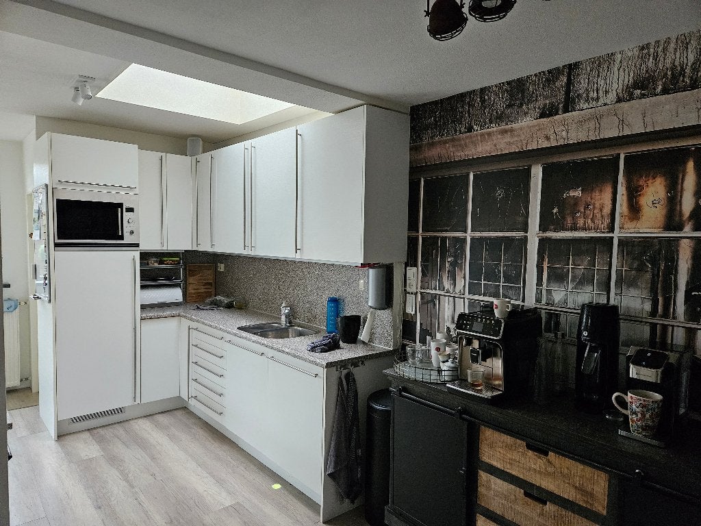 Complete keuken + eiland + apparatuur, Ophalen, Gebruikt, Wit, Hoekkeuken