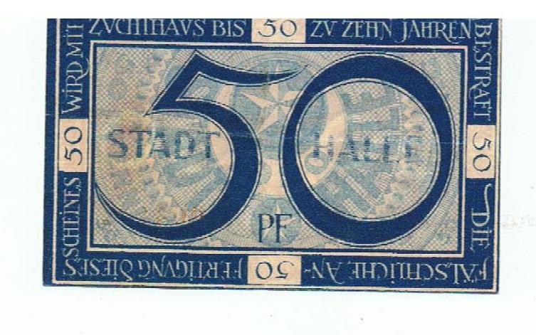 50 Pf. Halle  noodgeld  Nr. 300, Postzegels en Munten, Ophalen of Verzenden, Duitsland, Los biljet