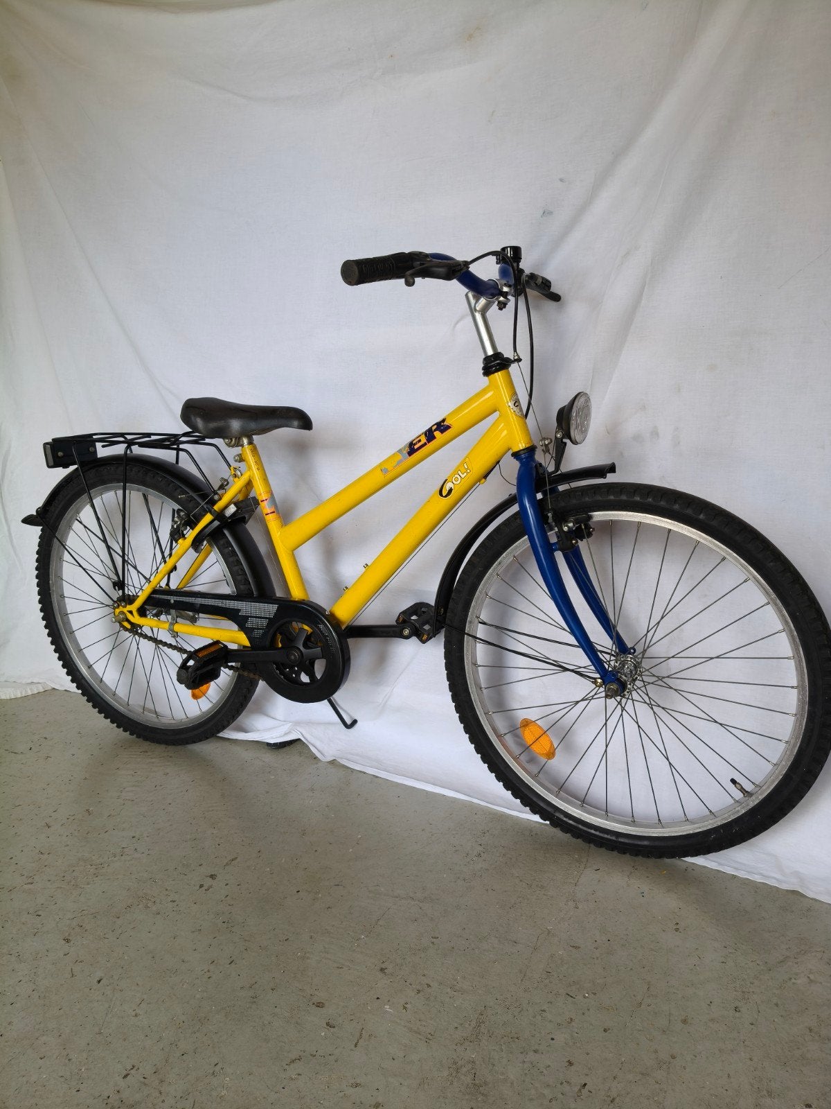Flyer Cool kinderfiets - Geel/Blauw, Ophalen, Velgrem, Handrem, Flyer Cool