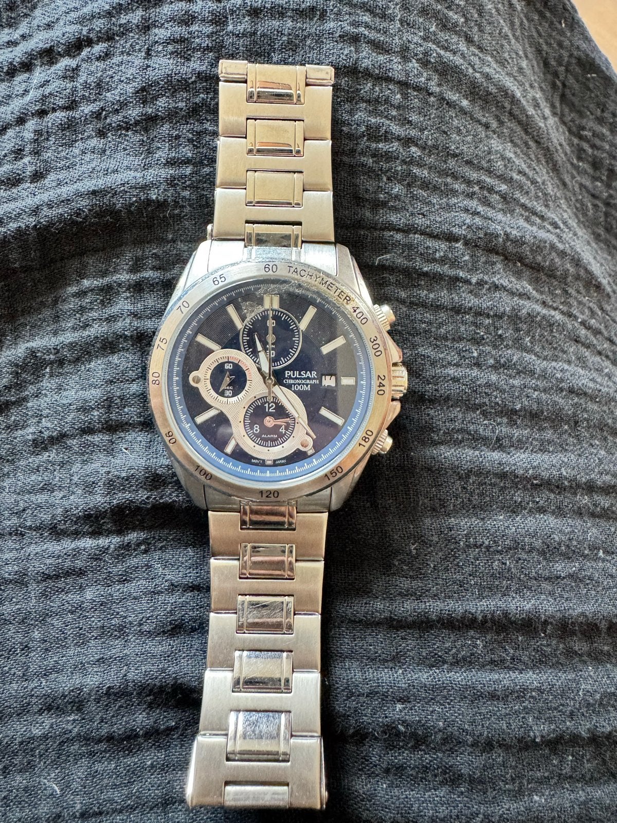 Pulsar Herenhorloge Chronograaf Roestvrij Staal, Overige merken, Gebruikt, Staal, Polshorloge
