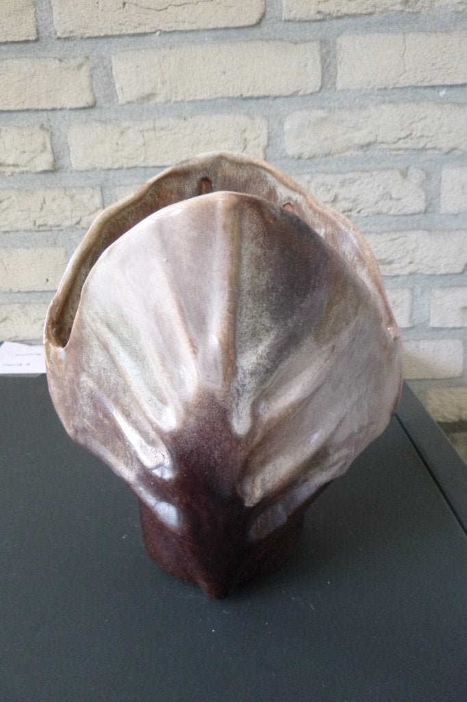 mooie bijzondere vaas (beige/bruin), Antiek en Kunst, Ophalen of Verzenden